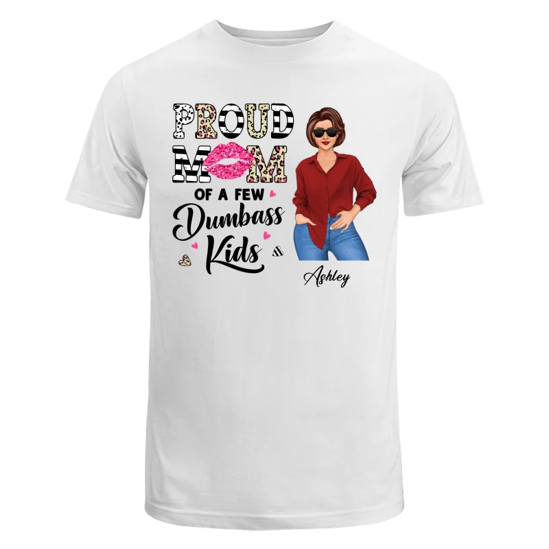 Proud Mother Of A Few Kids Leopard Lips Stripe Funny Gift For Mom Personalized Shirt - Image 5