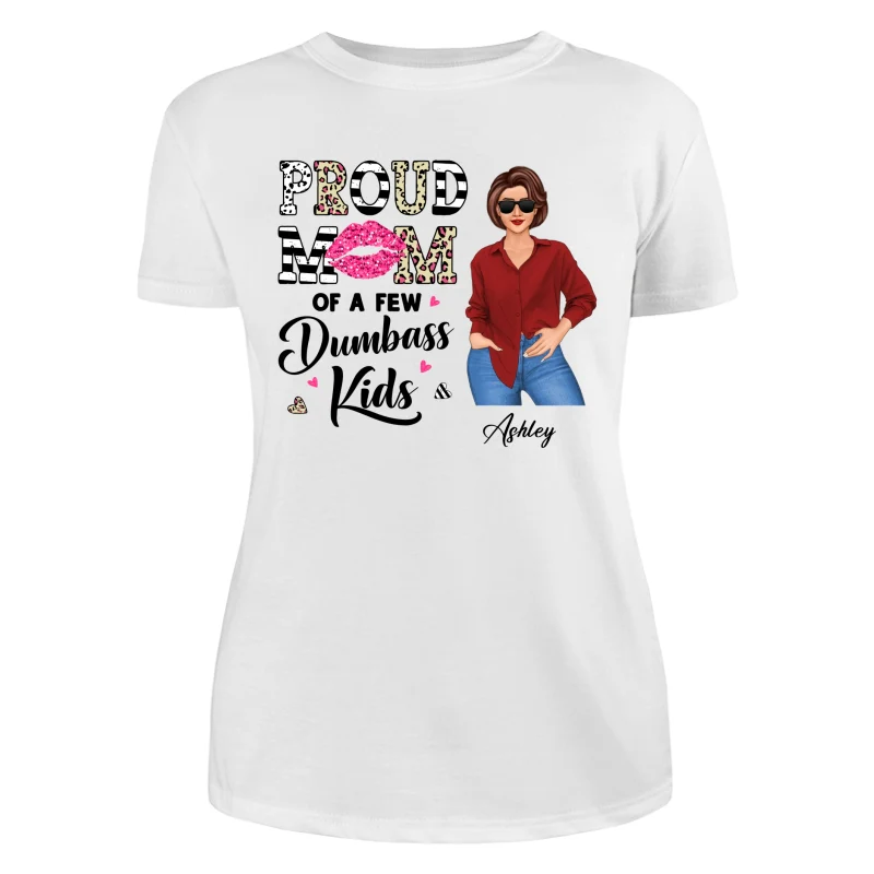 Proud Mother Of A Few Kids Leopard Lips Stripe Funny Gift For Mom Personalized Shirt - Image 9