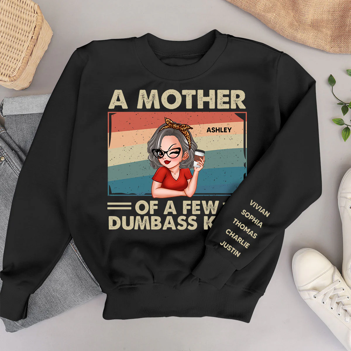 Proud Mother Of A Few Kids Personalized Sleeve Printed Sweatshirt - Image 4