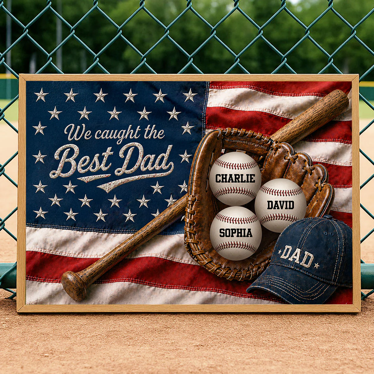 Proud Nation Flag We Caught The Best Dad Baseball - Personalized Poster - Father's Day Gift For Dad - Image 6