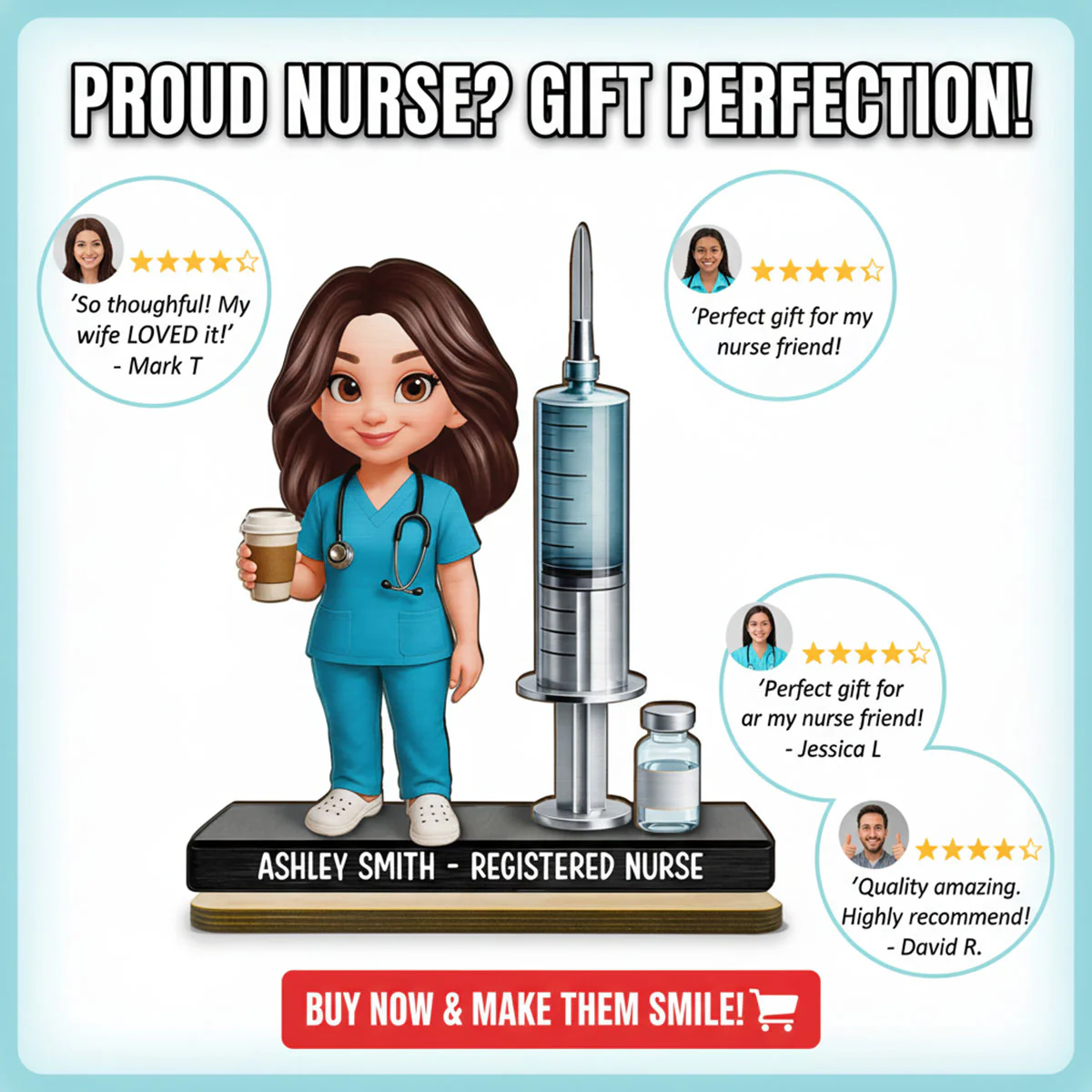 Proud Nurse - Personalized 2-Layered Wooden Plaque - Gift For Nurses - Image 10