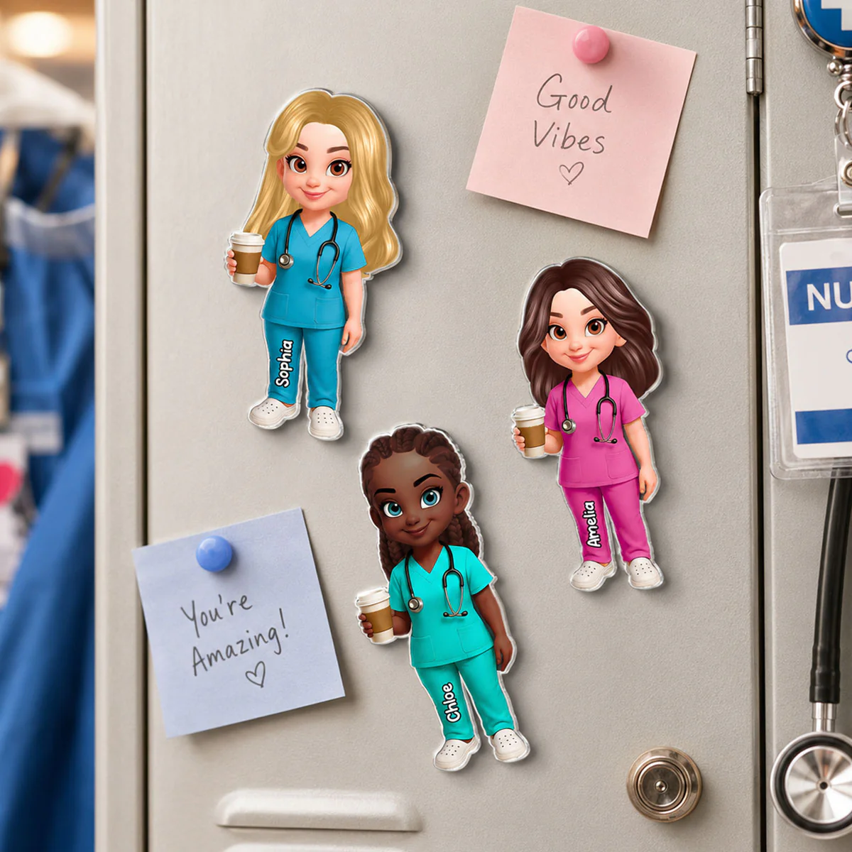 Proud Nurse - Personalized Acrylic Magnet - Locker Magnet For Nurse, Gift For Colleagues, Nurse Besties - Image 2