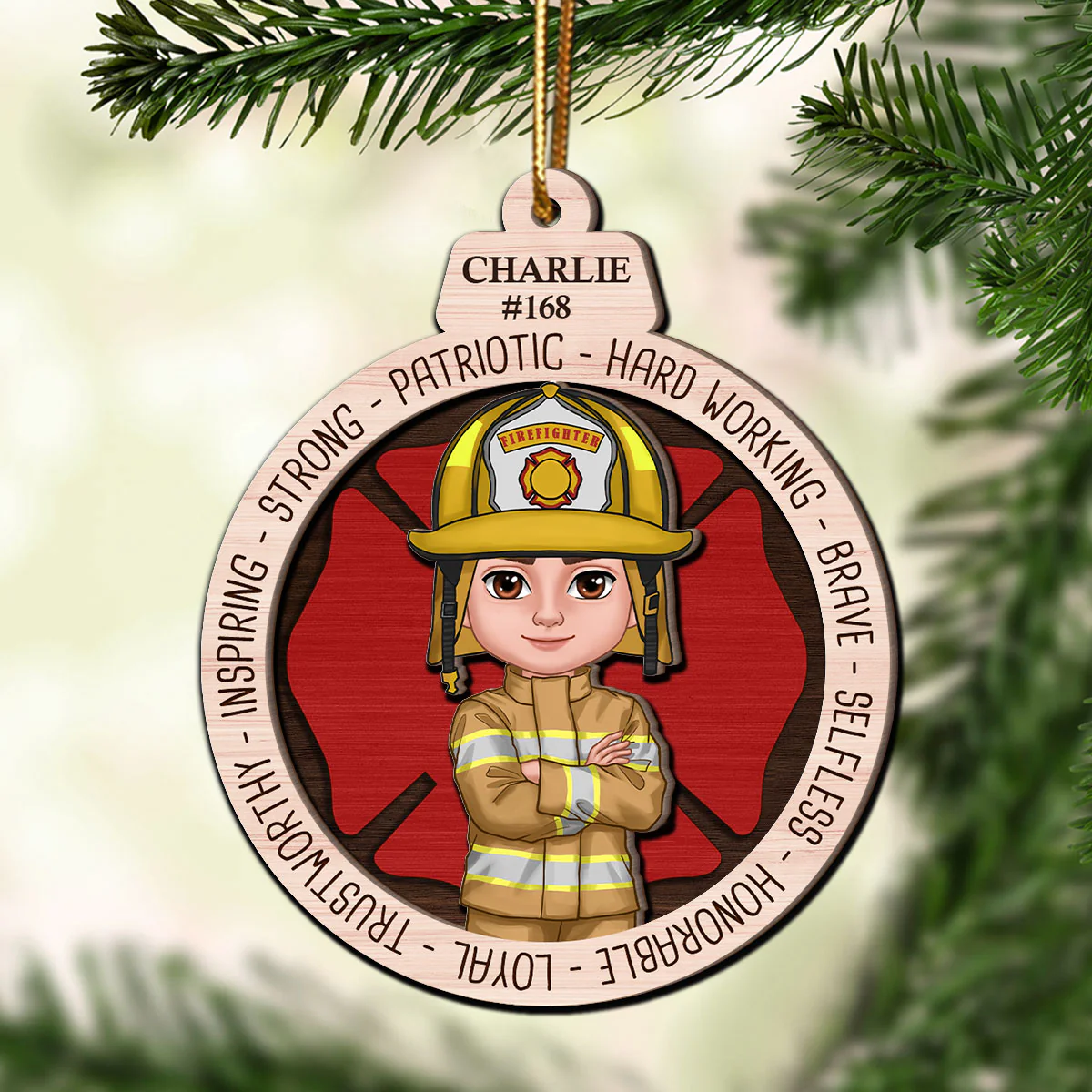 Proud Occupation Appreciation Gift For Police Firefighter Nurse Personalized 2-Layer Wooden Ornament