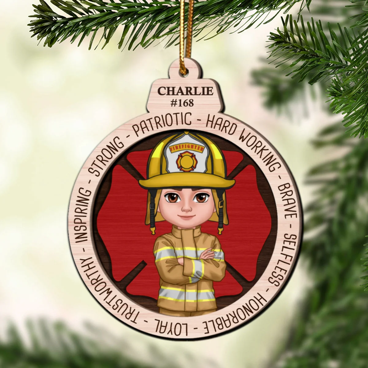 Proud Occupation Appreciation Gift For Police Firefighter Nurse Personalized 2-Layer Wooden Ornament - Image 11