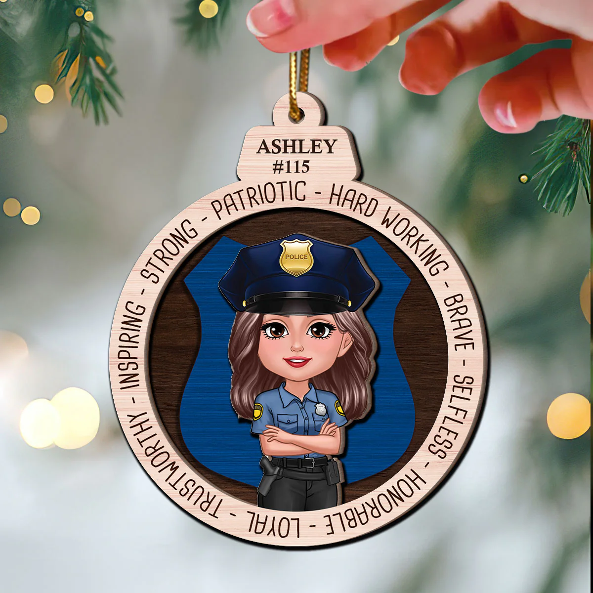 Proud Occupation Appreciation Gift For Police Firefighter Nurse Personalized 2-Layer Wooden Ornament - Image 3