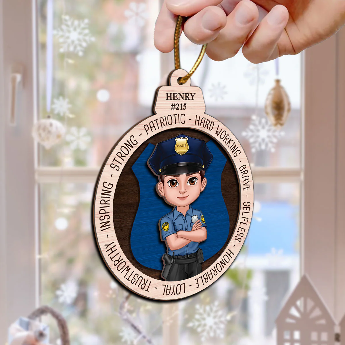 Proud Occupation Appreciation Gift For Police Firefighter Nurse Personalized 2-Layer Wooden Ornament - Image 6
