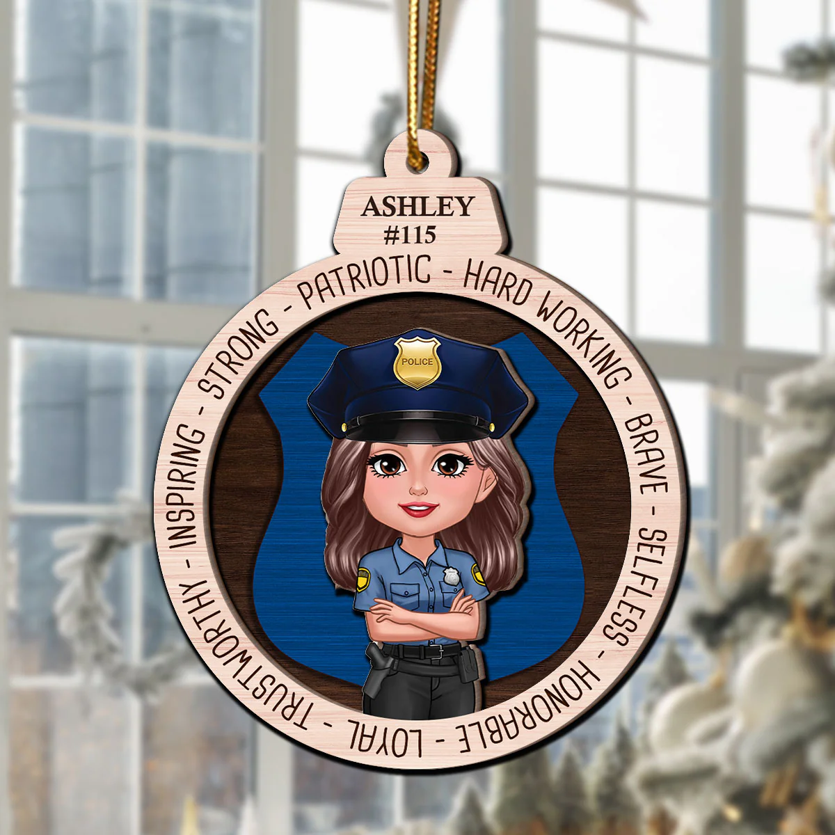 Proud Occupation Appreciation Gift For Police Firefighter Nurse Personalized 2-Layer Wooden Ornament - Image 7