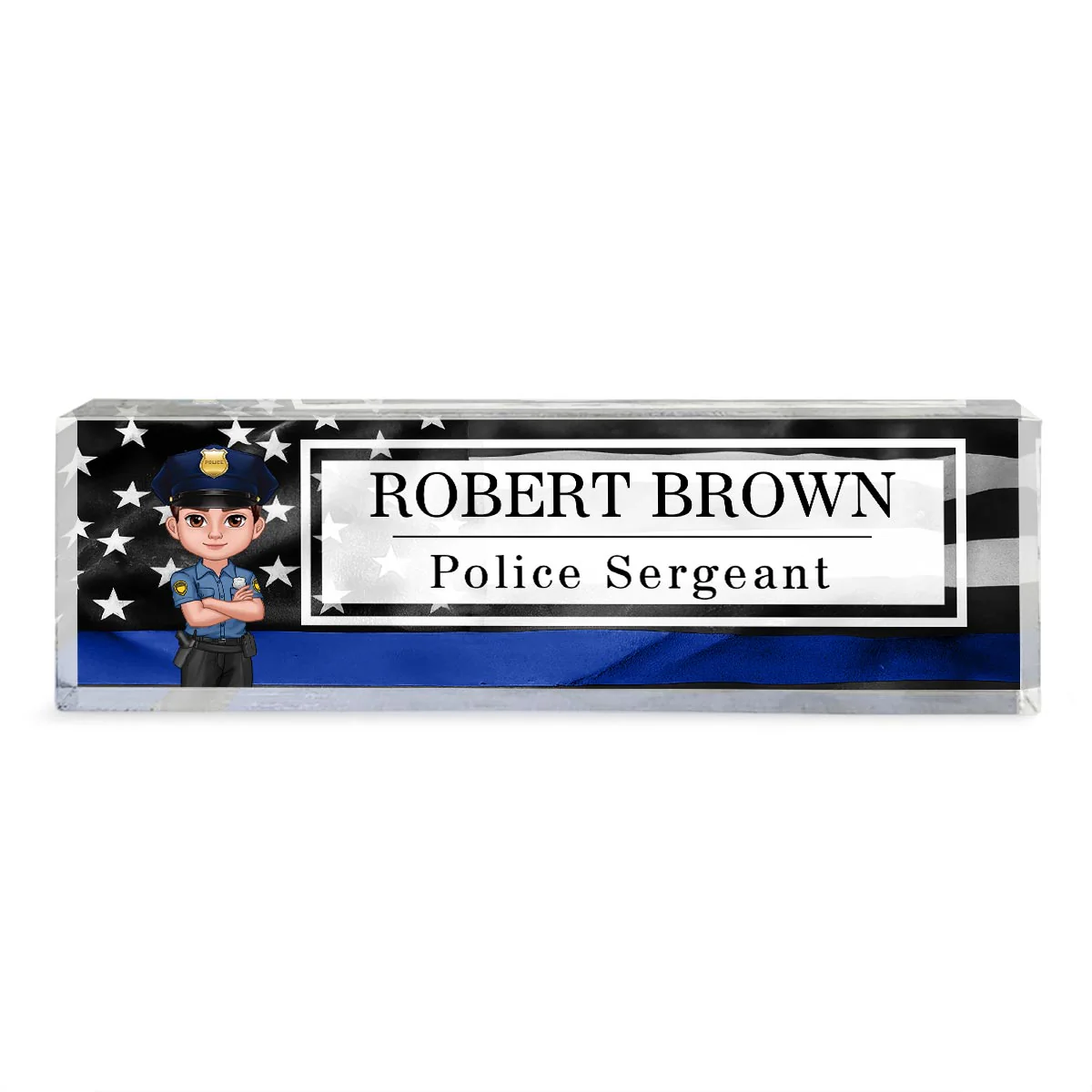 Proud Occupation Patriotic American Flag Personalized Acrylic Desk Name Plate, Gift For Boyfriend Girlfriend Husband Wife, Appreciation Gift - Image 2