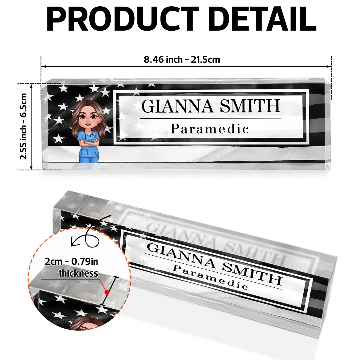 Proud Occupation Patriotic American Flag Personalized Acrylic Desk Name Plate, Gift For Boyfriend Girlfriend Husband Wife, Appreciation Gift - Image 7