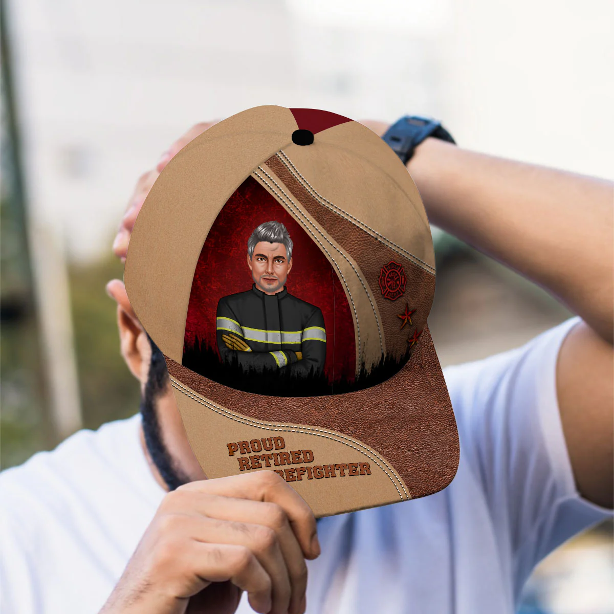 Proud Retired Firefighter Personalized Classic Cap - Image 6