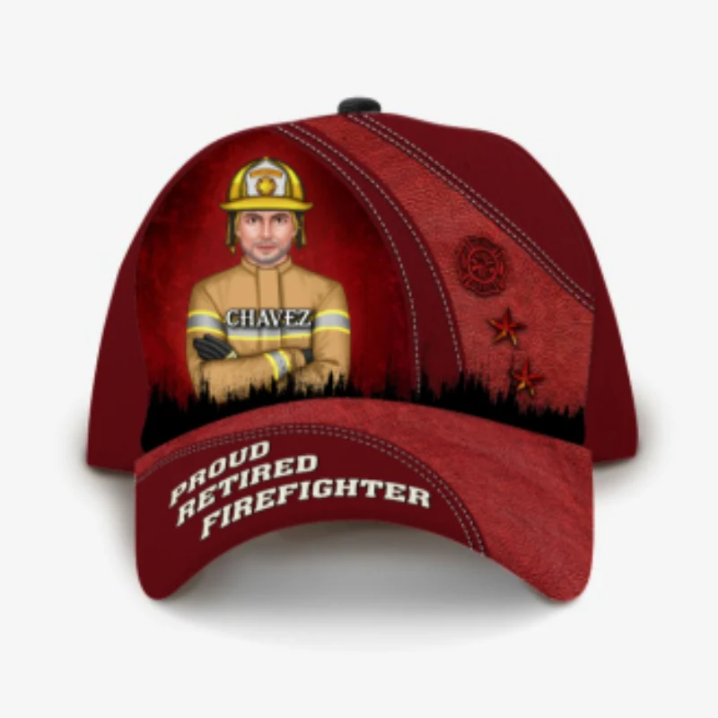 Proud Retired Firefighter Personalized Classic Cap - Image 8