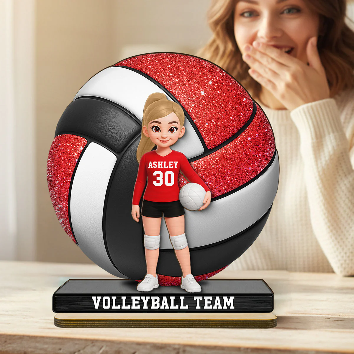 Proud Volleyball Player - Personalized 2-Layered Wooden Plaque - Gift For Volleyball Players, Volleyball Lovers - Image 4