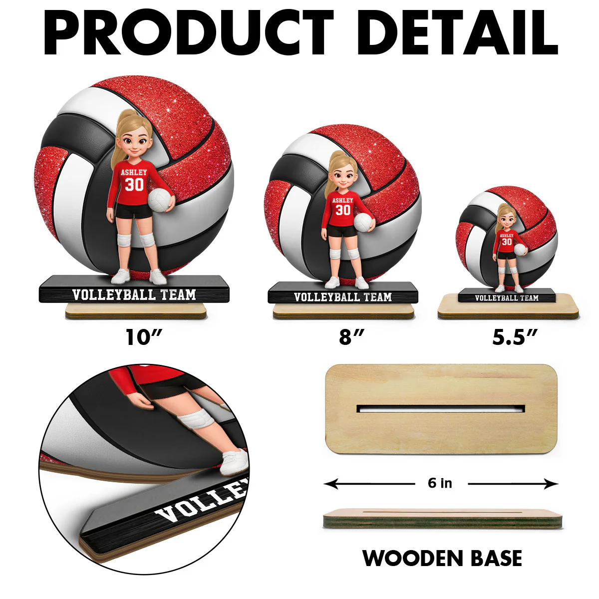 Proud Volleyball Player - Personalized 2-Layered Wooden Plaque - Gift For Volleyball Players, Volleyball Lovers - Image 5