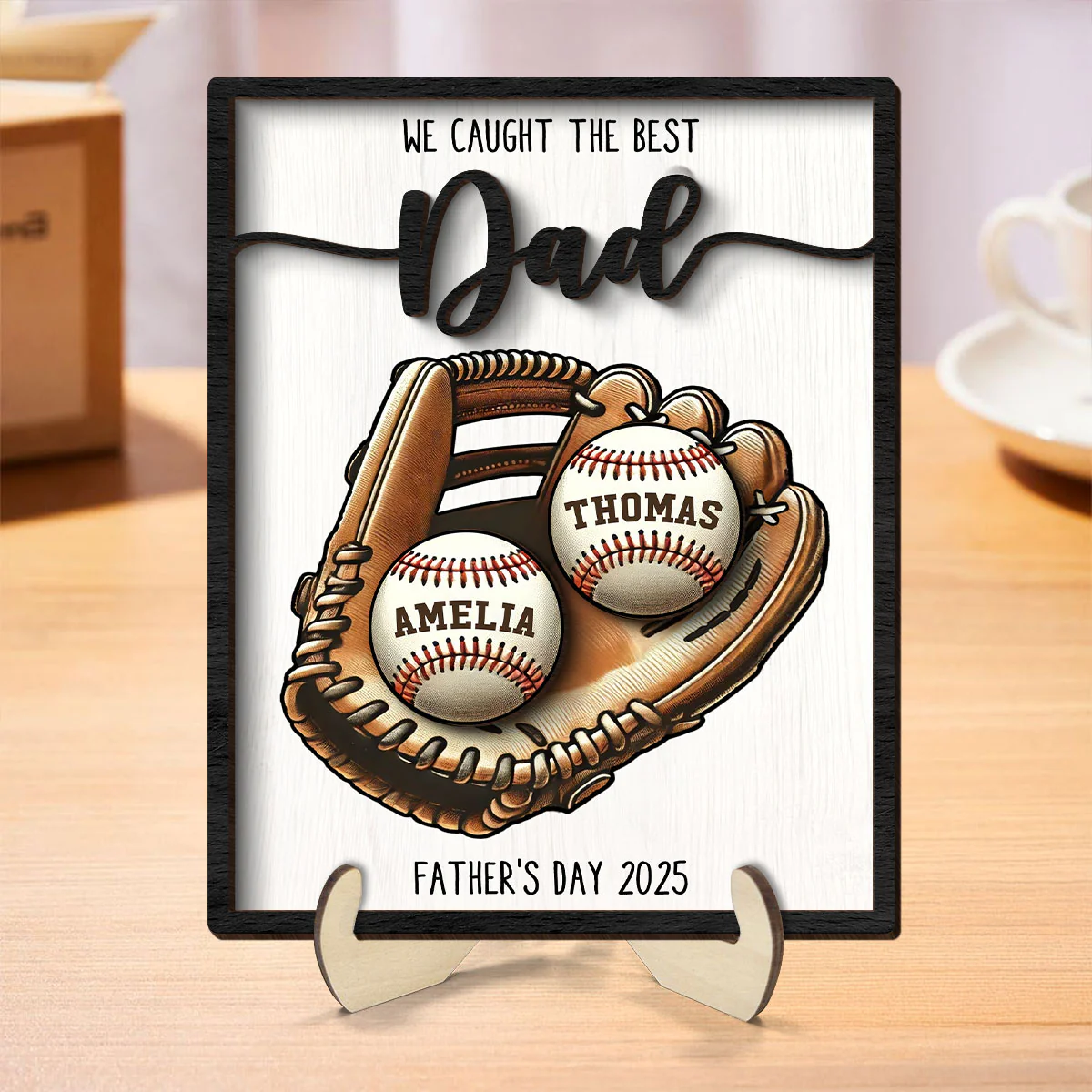 We Caught The Best Dad Baseball, Softball - Personalized 2-Layered Wooden Plaque - Gift For Dad, Gift For Husband, Gift For Grandpa - Image 6