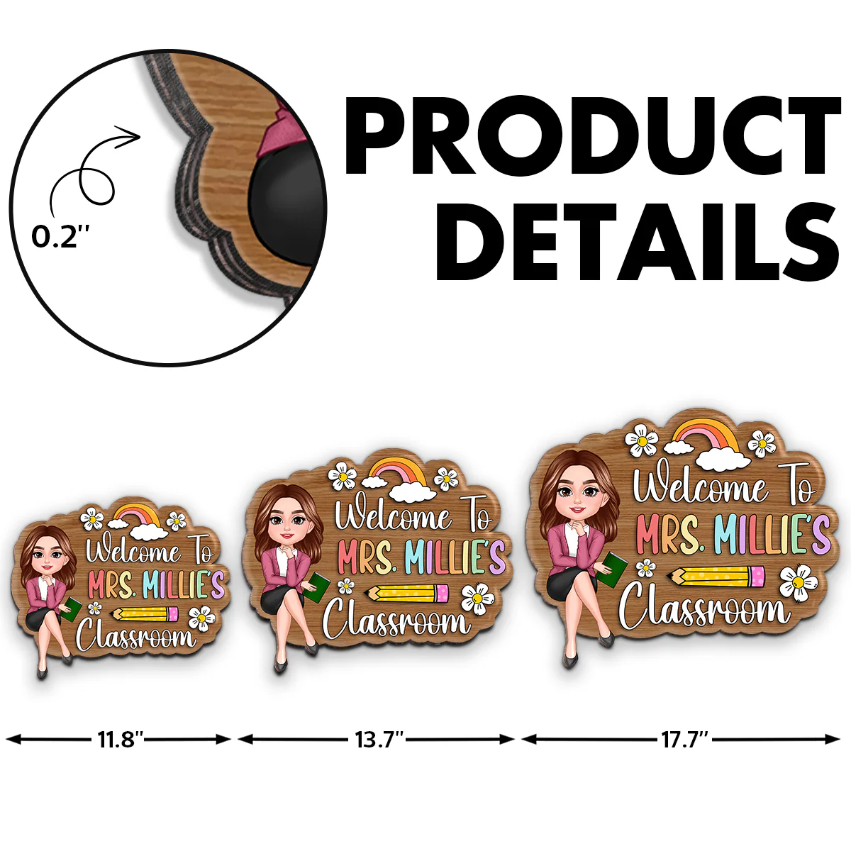Personalized 3D Effect Teacher Door Sign, Welcome to Teacher's Classroom, Back to School Gift, Classroom Decoration - Image 10