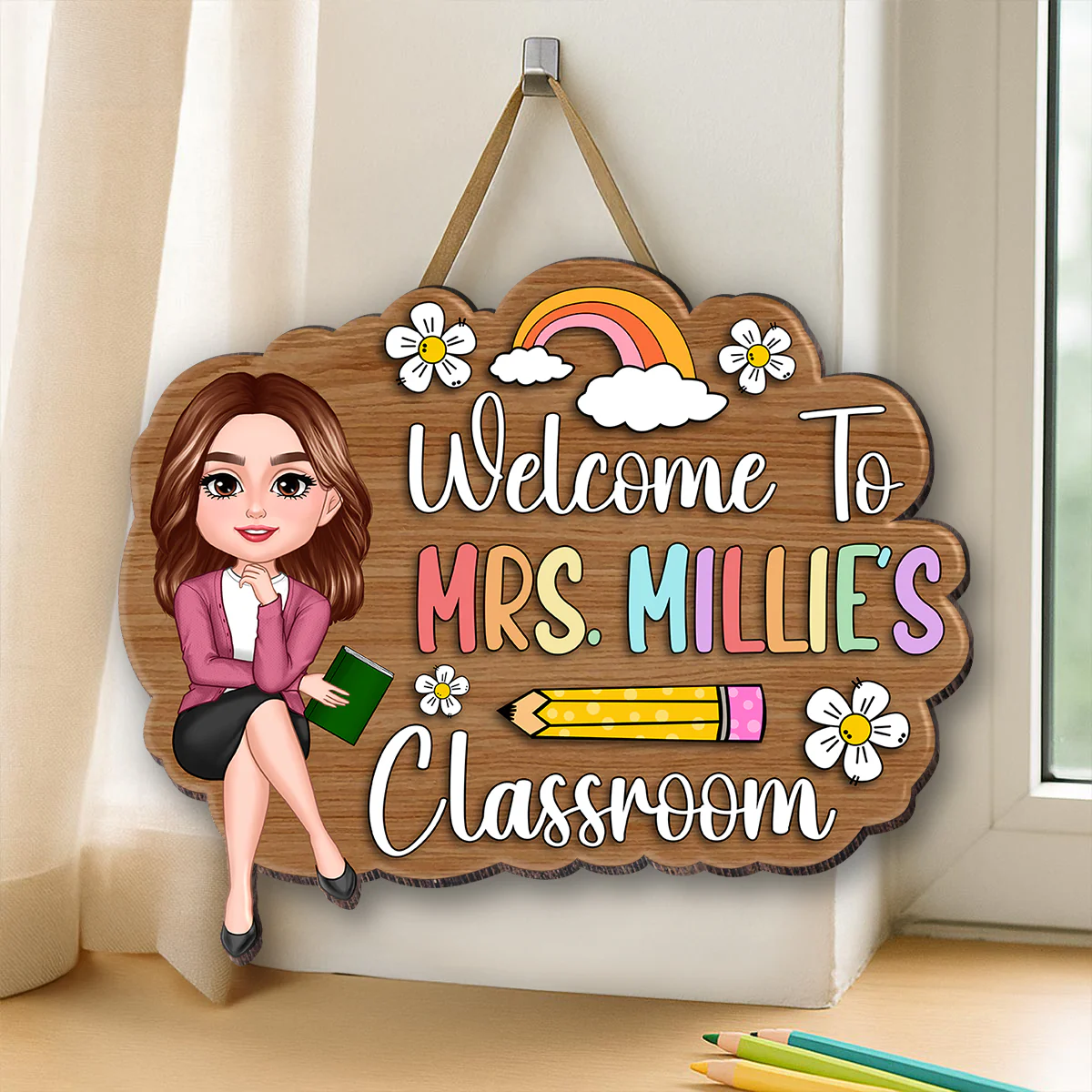 Personalized 3D Effect Teacher Door Sign, Welcome to Teacher's Classroom, Back to School Gift, Classroom Decoration - Image 3