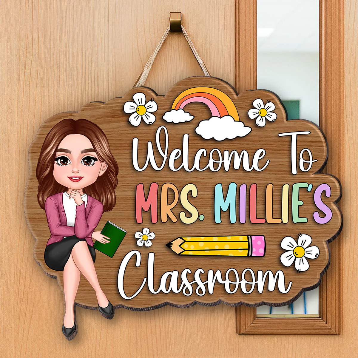 Personalized 3D Effect Teacher Door Sign, Welcome to Teacher's Classroom, Back to School Gift, Classroom Decoration - Image 4