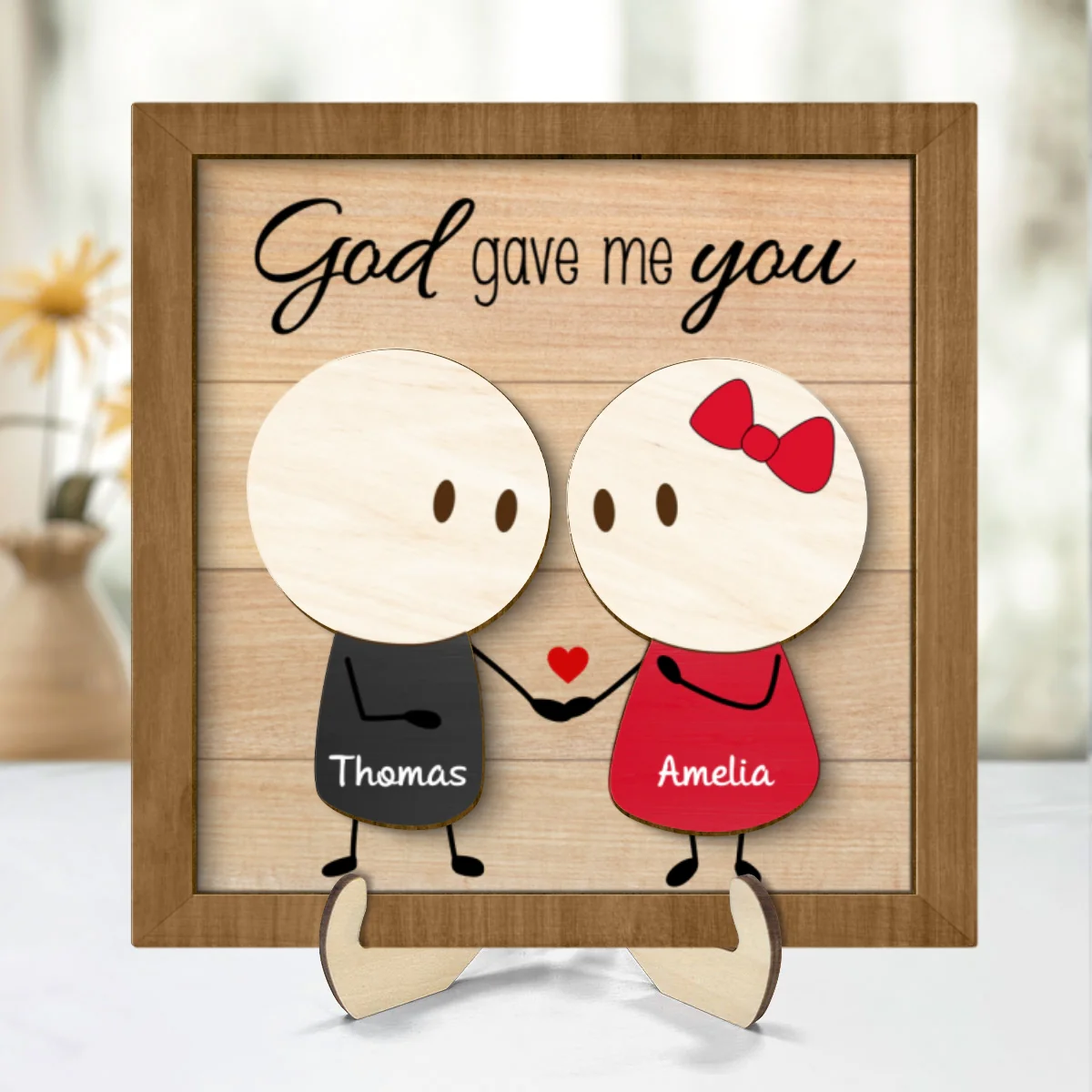 Personalized Anniversary Couple Gift, 2-Layer Wooden Plaque, Gift For Her, For Him - Image 10