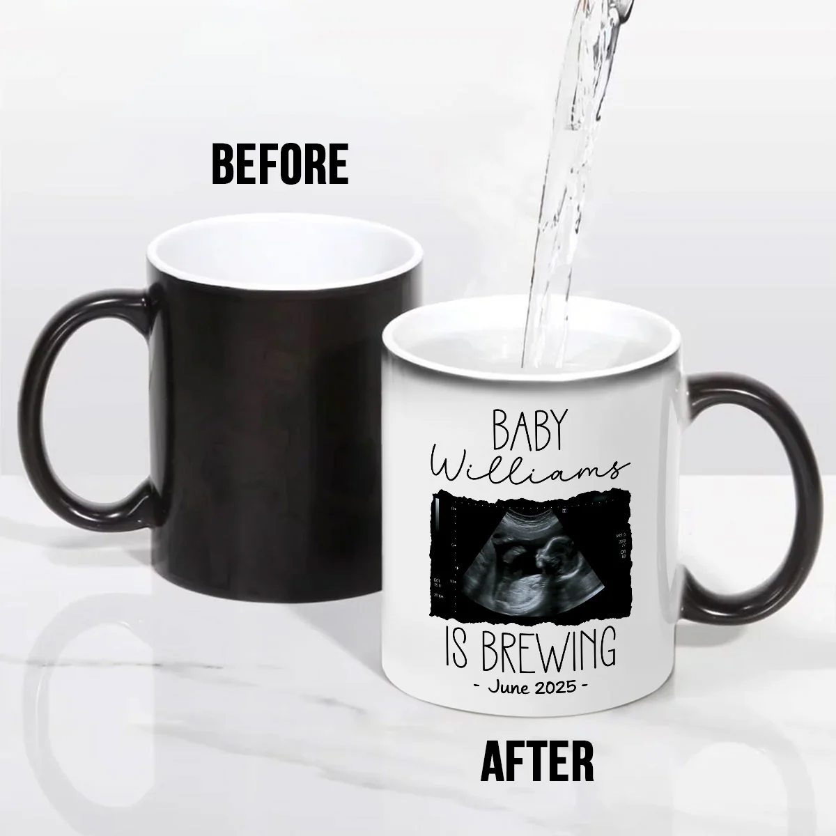 Personalized Baby Announcement Color Changing Mug, Pregnancy Reveal To Grandparents or Aunt and Uncle, to Husband, Baby Coming Soon