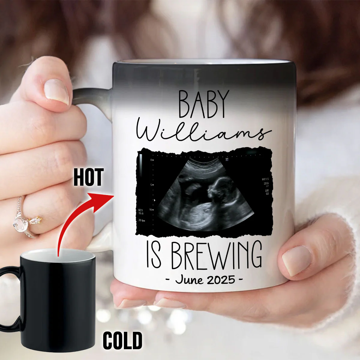Personalized Baby Announcement Color Changing Mug, Pregnancy Reveal To Grandparents or Aunt and Uncle, to Husband, Baby Coming Soon - Image 4