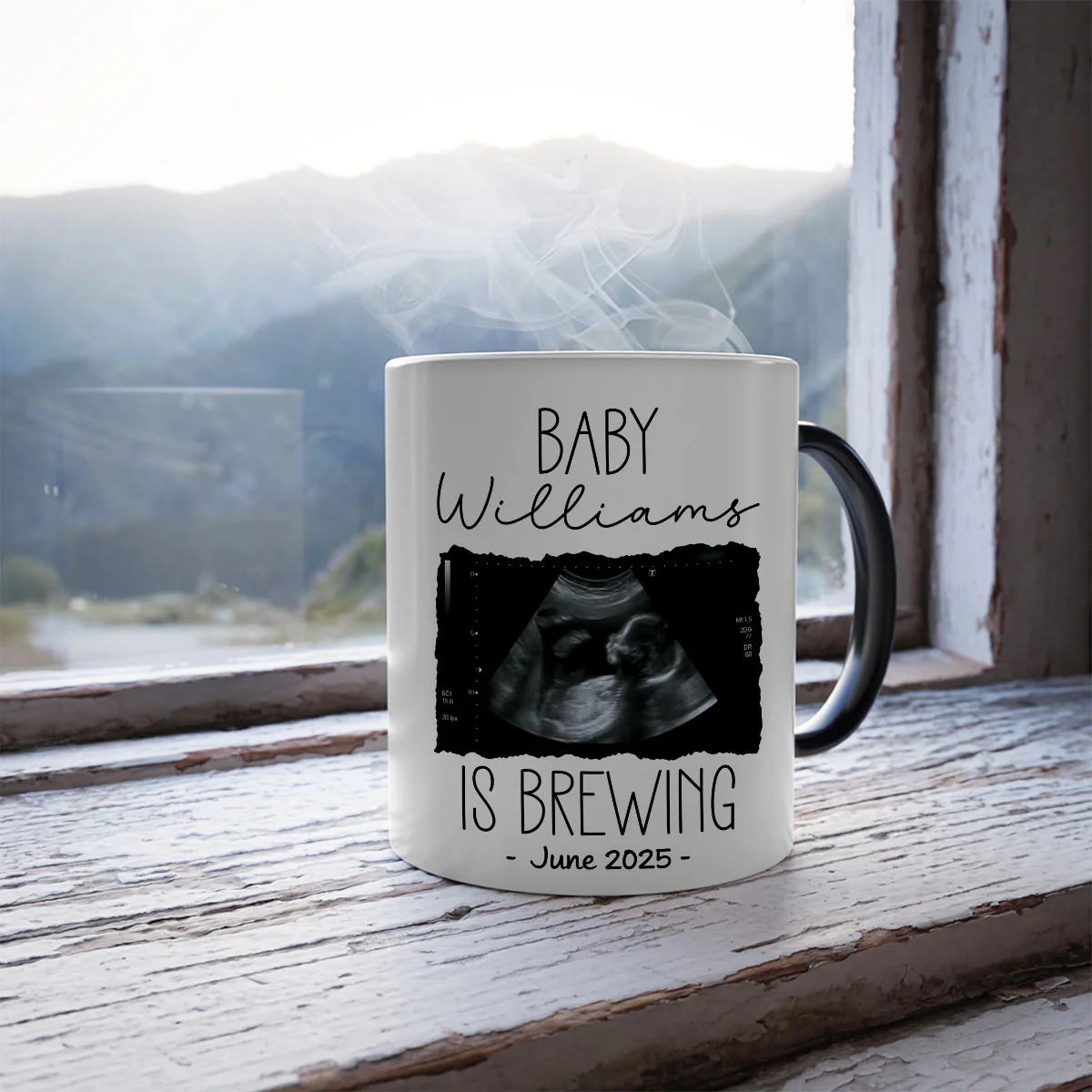 Personalized Baby Announcement Color Changing Mug, Pregnancy Reveal To Grandparents or Aunt and Uncle, to Husband, Baby Coming Soon - Image 6
