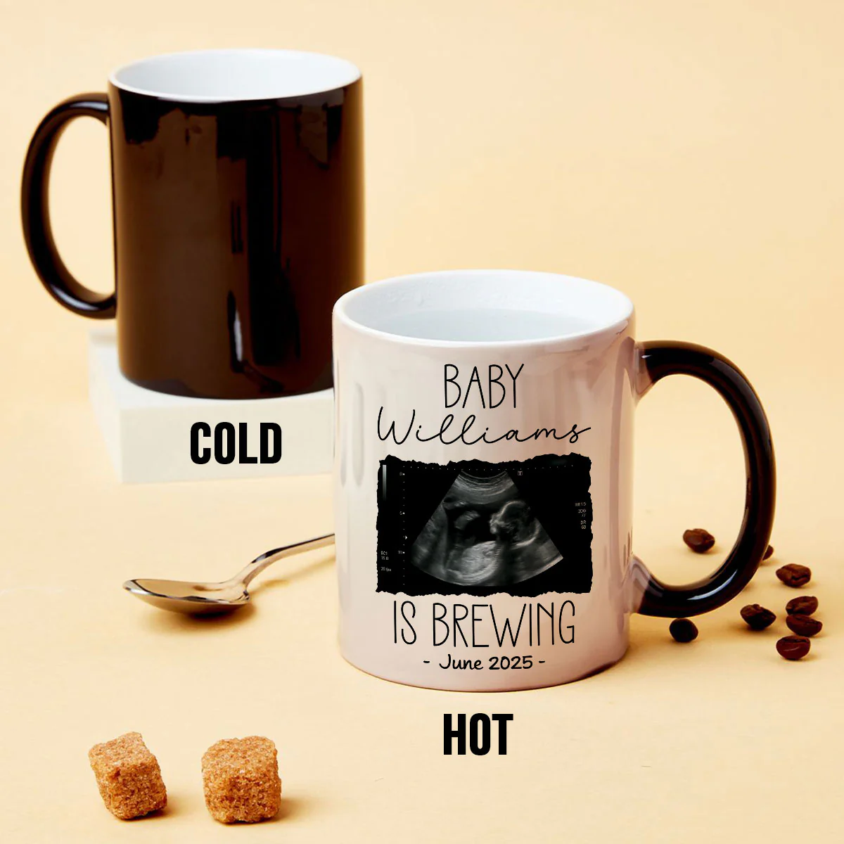 Personalized Baby Announcement Color Changing Mug, Pregnancy Reveal To Grandparents or Aunt and Uncle, to Husband, Baby Coming Soon - Image 7