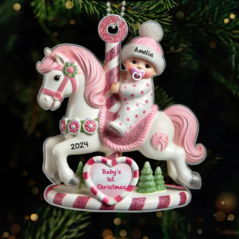 Personalized Baby Girl 3D Effect Acrylic Ornament, Lovely Keepsake to Celebrate Baby's First Christmas - Image 6