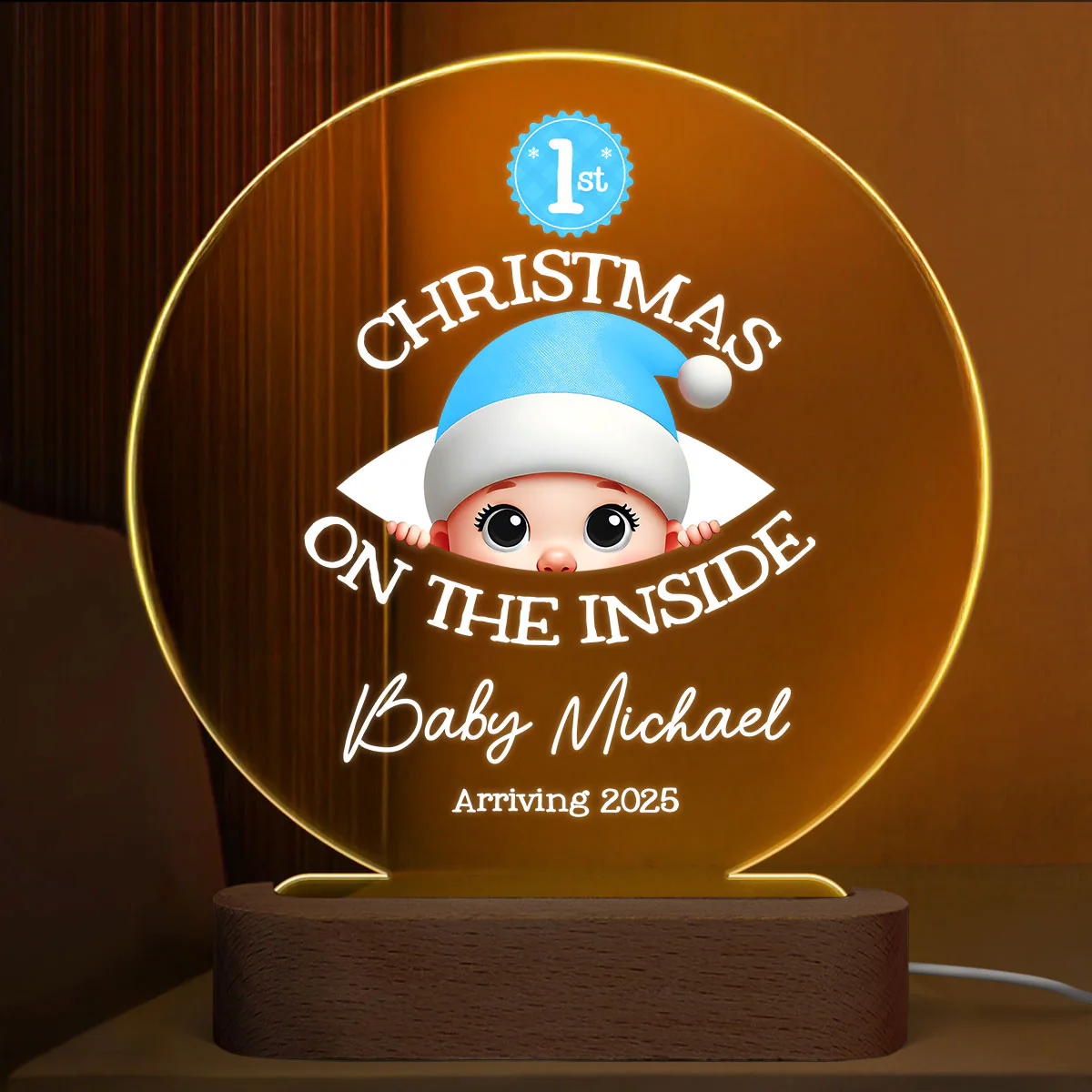 Personalized Baby's First Christmas On the Inside Acrylic LED Night Light, Custom Pregnancy Reveal LED, Expecting Parents - Image 5
