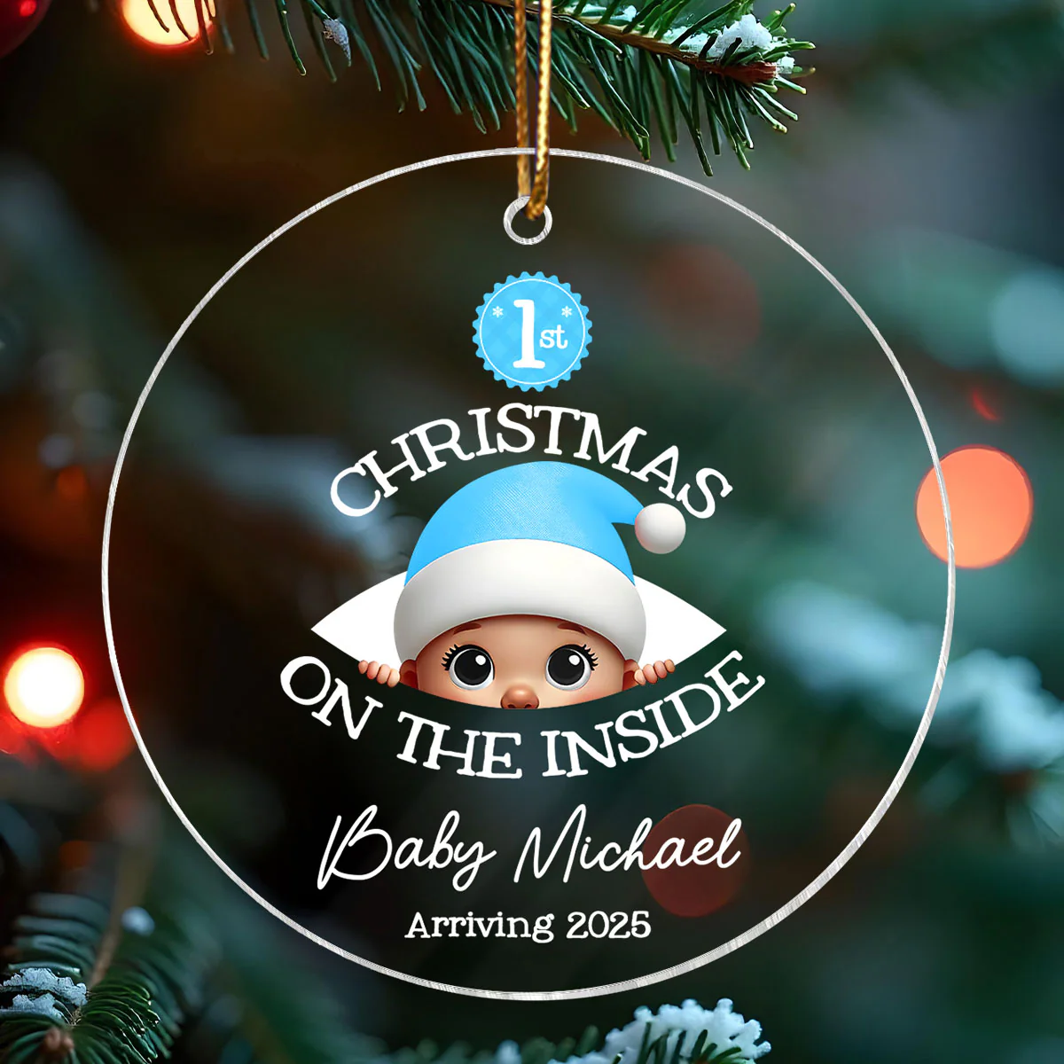 Personalized Baby's First Christmas On the Inside Acrylic Ornament, Custom Pregnancy Reveal Ornament, Expecting Parents - Image 2