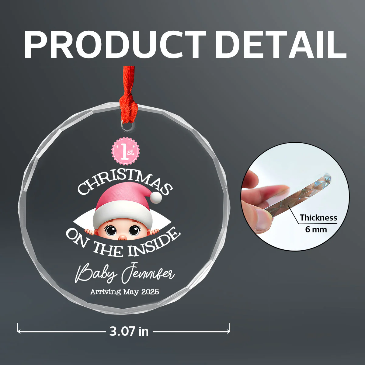 Personalized Baby's First Christmas On the Inside Glass Ornament, Custom Pregnancy Reveal Ornament, Expecting Parents - Image 10