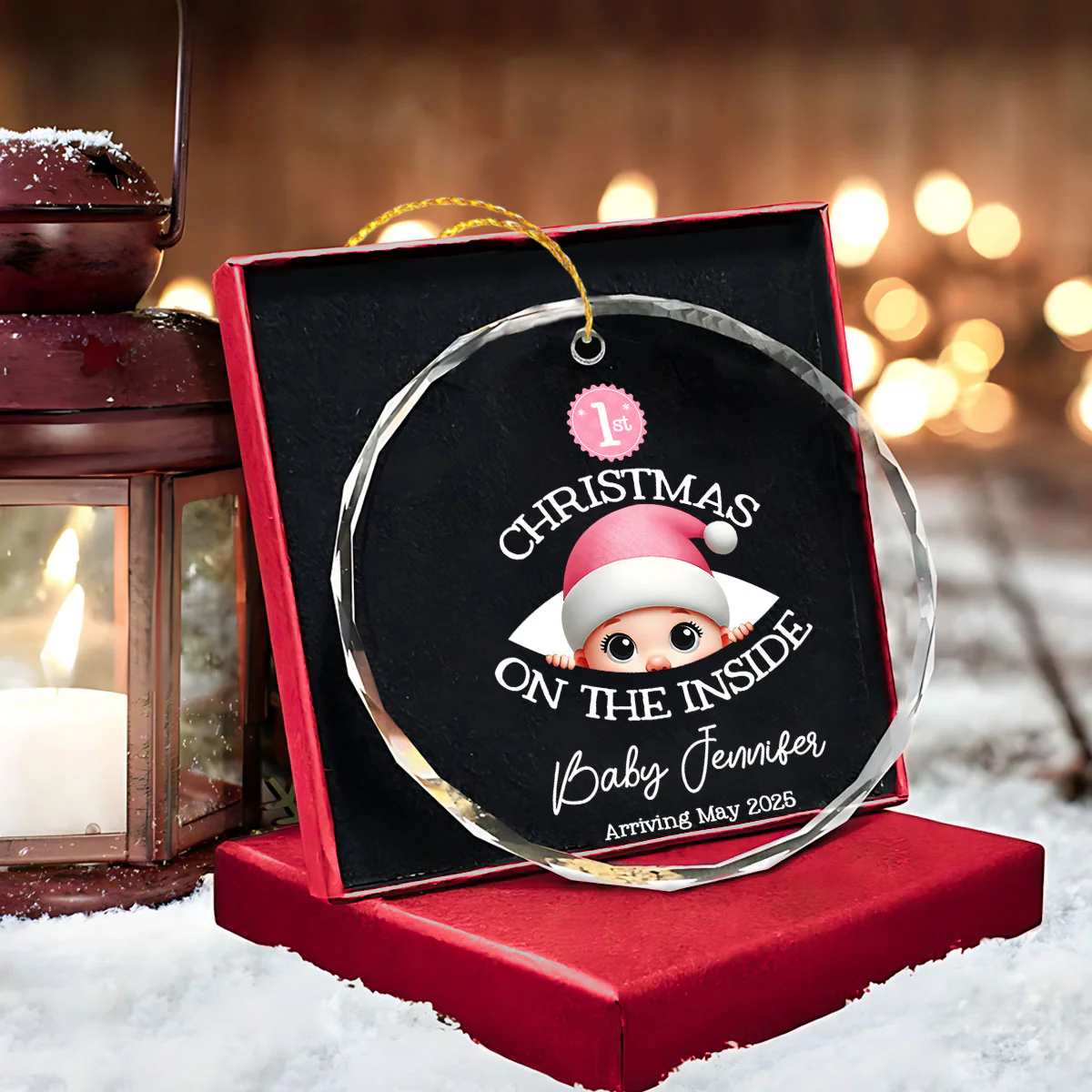 Personalized Baby's First Christmas On the Inside Glass Ornament, Custom Pregnancy Reveal Ornament, Expecting Parents - Image 3