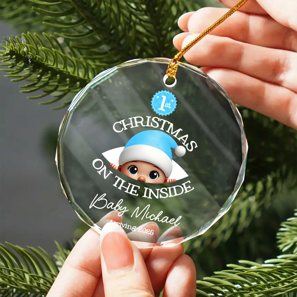 Personalized Baby's First Christmas On the Inside Glass Ornament, Custom Pregnancy Reveal Ornament, Expecting Parents - Image 5