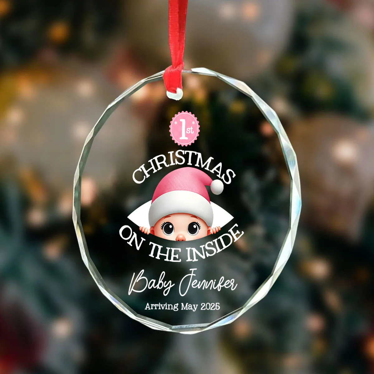 Personalized Baby's First Christmas On the Inside Glass Ornament, Custom Pregnancy Reveal Ornament, Expecting Parents - Image 6