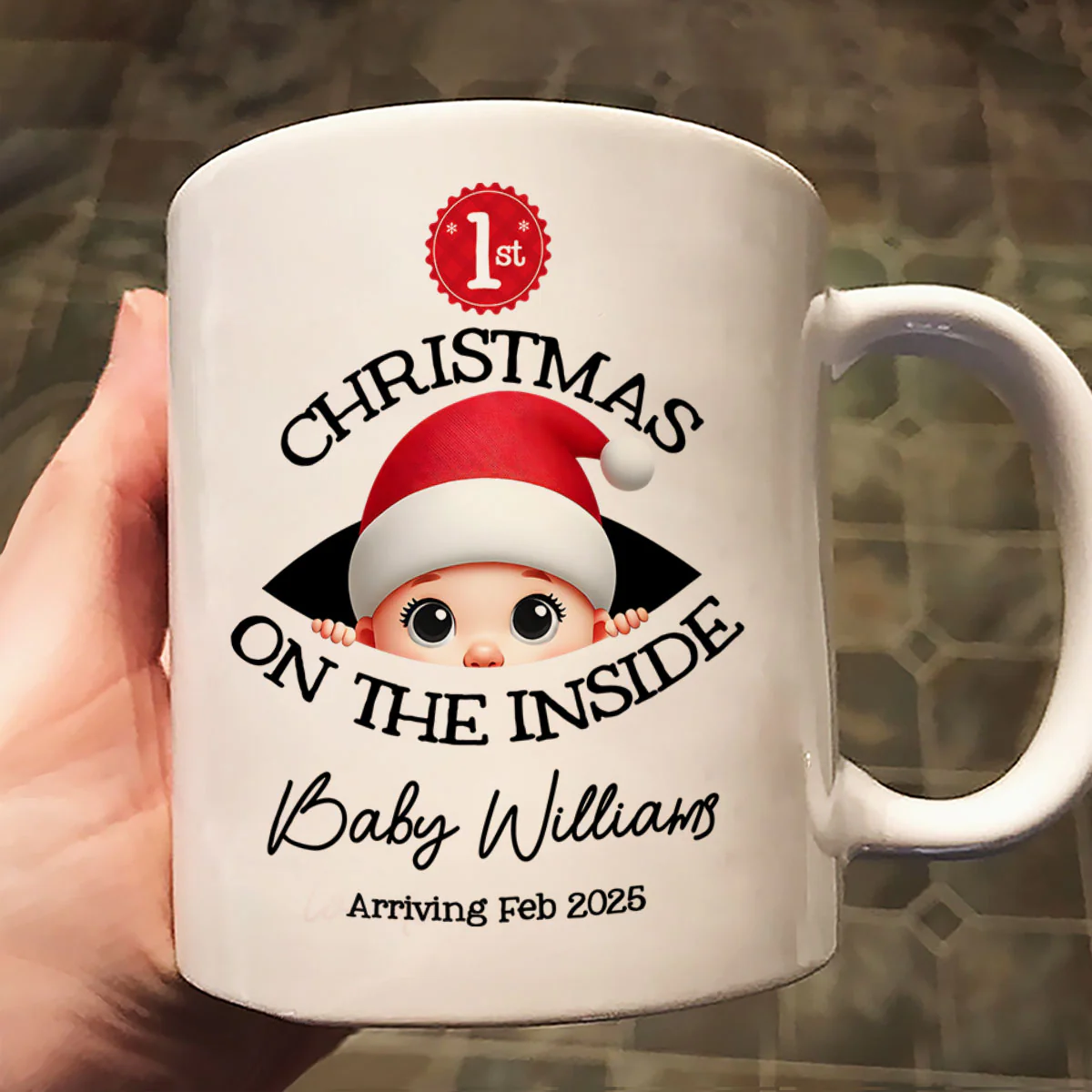 Personalized Baby's First Christmas On the Inside Mug, Custom Pregnancy Reveal Mug, Expecting Parents - Image 2