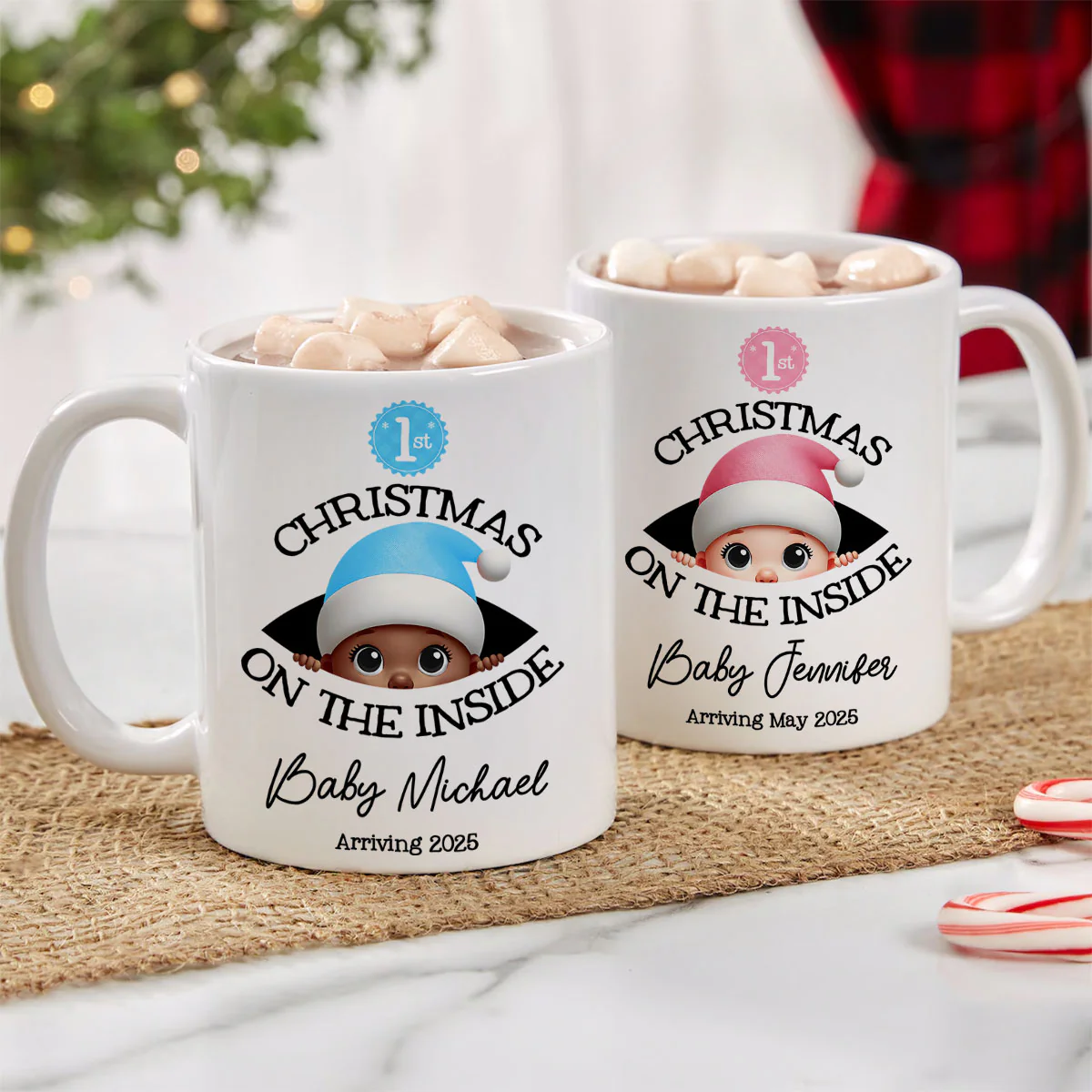 Personalized Baby's First Christmas On the Inside Mug, Custom Pregnancy Reveal Mug, Expecting Parents - Image 5