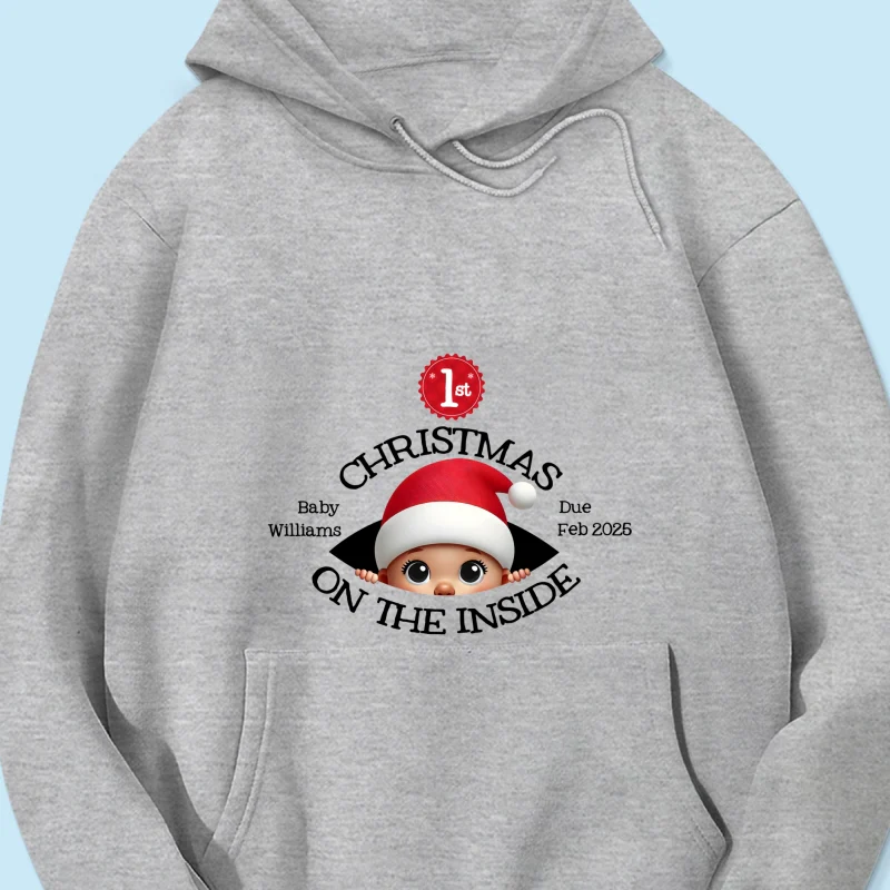 Personalized Baby's First Christmas On the Inside Shirt, Custom Pregnancy Reveal Shirt, Expecting Parents - Image 22
