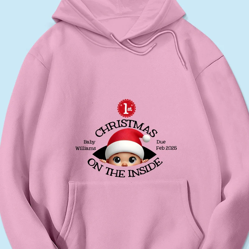 Personalized Baby's First Christmas On the Inside Shirt, Custom Pregnancy Reveal Shirt, Expecting Parents - Image 23