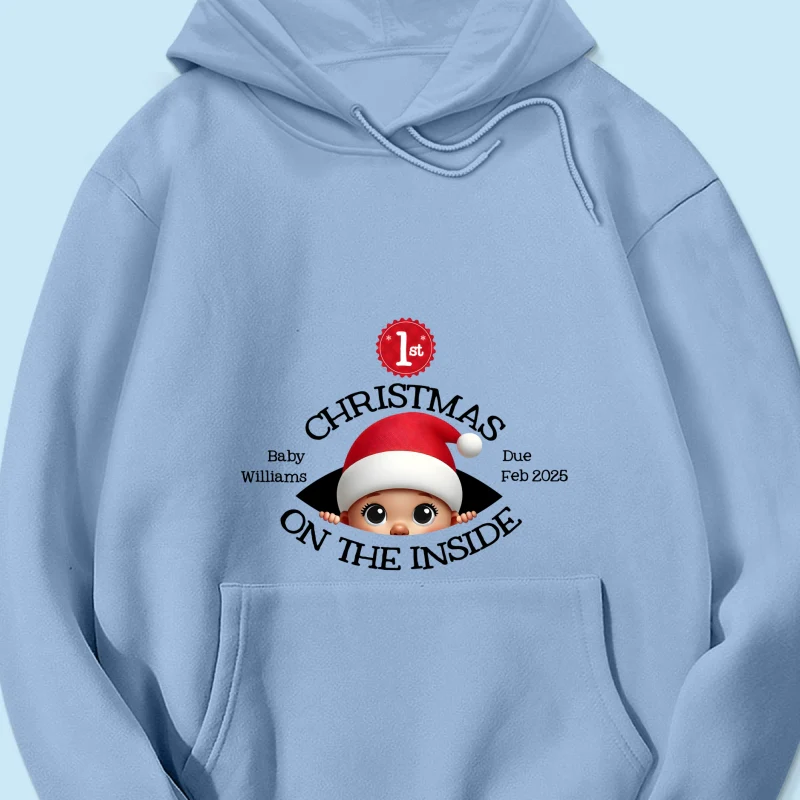 Personalized Baby's First Christmas On the Inside Shirt, Custom Pregnancy Reveal Shirt, Expecting Parents - Image 24