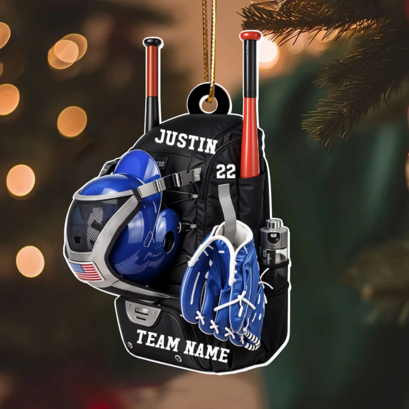Personalized Baseball Softball Bag Personalized Acrylic Christmas Ornament, Baseball Player Name and Number, Custom Baseball Team Gifts - Image 11