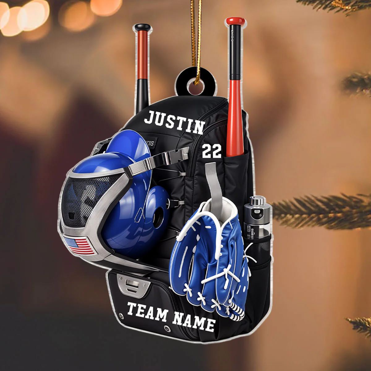 Personalized Baseball Softball Bag Personalized Acrylic Christmas Ornament, Baseball Player Name and Number, Custom Baseball Team Gifts - Image 2