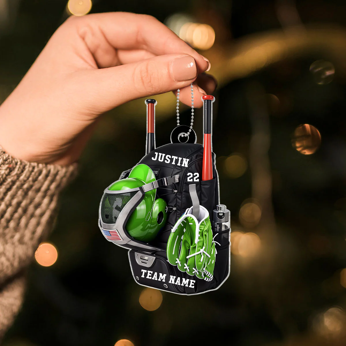 Personalized Baseball Softball Bag Personalized Acrylic Christmas Ornament, Baseball Player Name and Number, Custom Baseball Team Gifts - Image 5