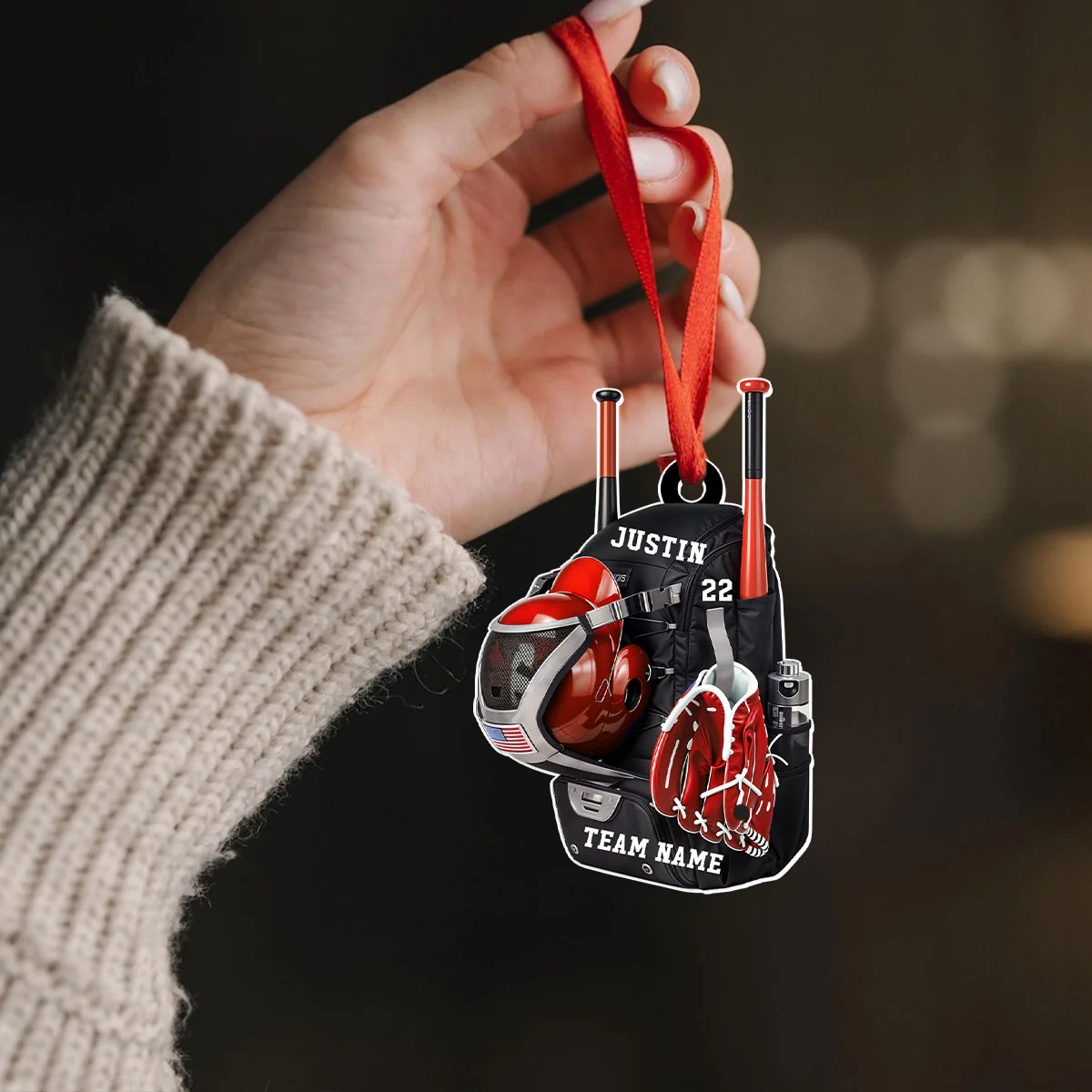 Personalized Baseball Softball Bag Personalized Acrylic Christmas Ornament, Baseball Player Name and Number, Custom Baseball Team Gifts - Image 7