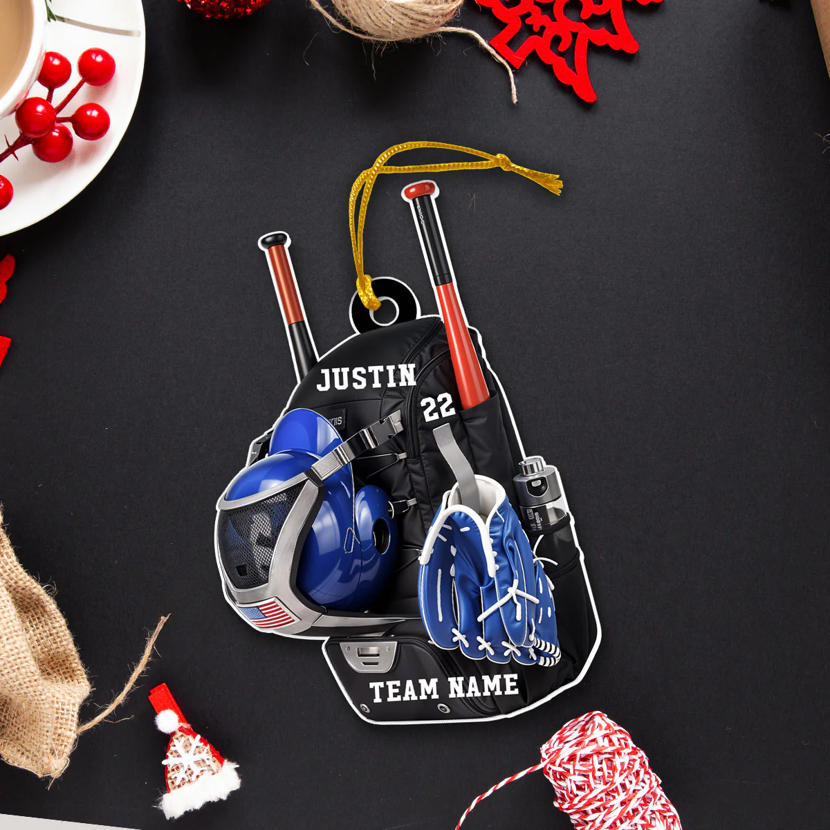 Personalized Baseball Softball Bag Personalized Acrylic Christmas Ornament, Baseball Player Name and Number, Custom Baseball Team Gifts - Image 8