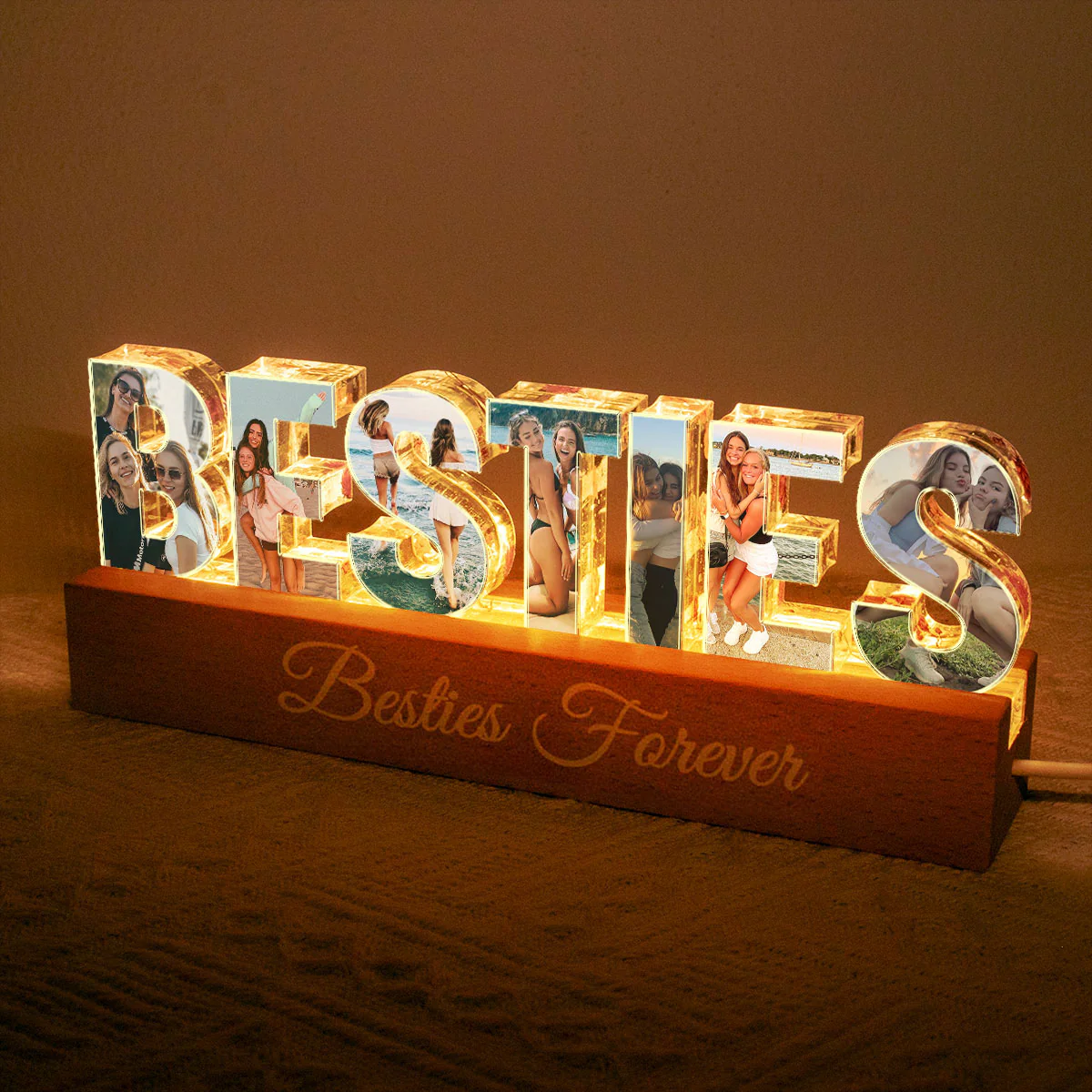 Personalized Bestie Photo Collage LED Night Light, Galentine's Day Gift - Image 2
