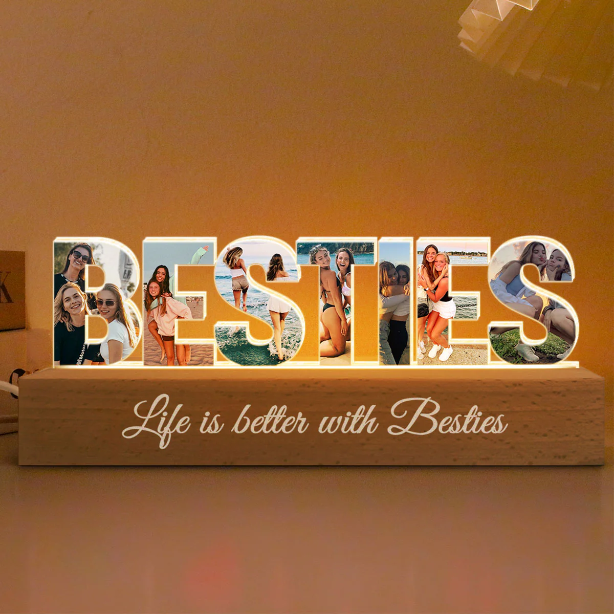 Personalized Bestie Photo Collage LED Night Light, Galentine's Day Gift - Image 4