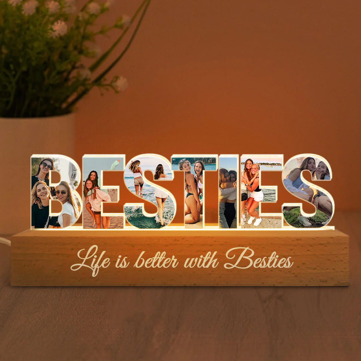 Personalized Bestie Photo Collage LED Night Light, Galentine's Day Gift - Image 5