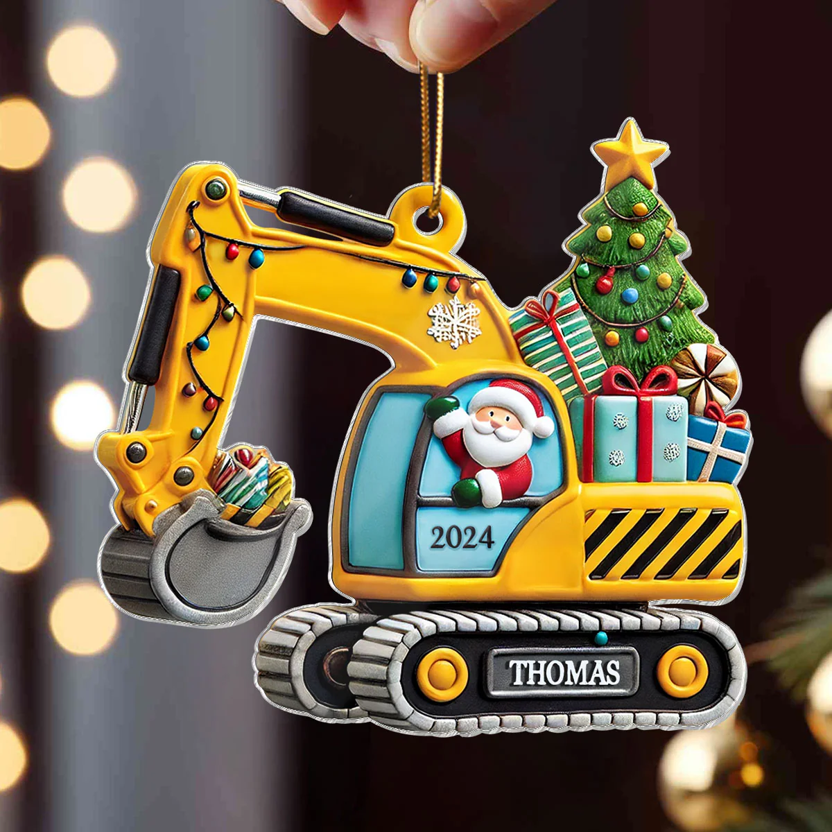 Personalized Christmas Excavator Construction Ornament | Gift For Boy, Son, Grandson - Image 4