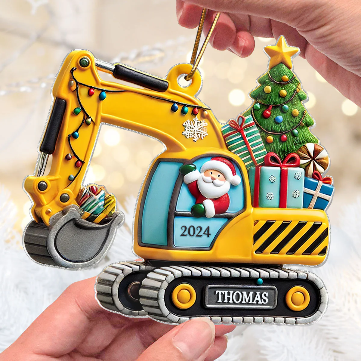 Personalized Christmas Excavator Construction Ornament | Gift For Boy, Son, Grandson - Image 6