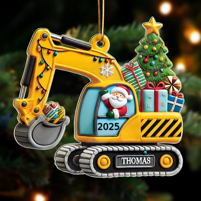 Personalized Christmas Excavator Construction Ornament | Gift For Boy, Son, Grandson - Image 8