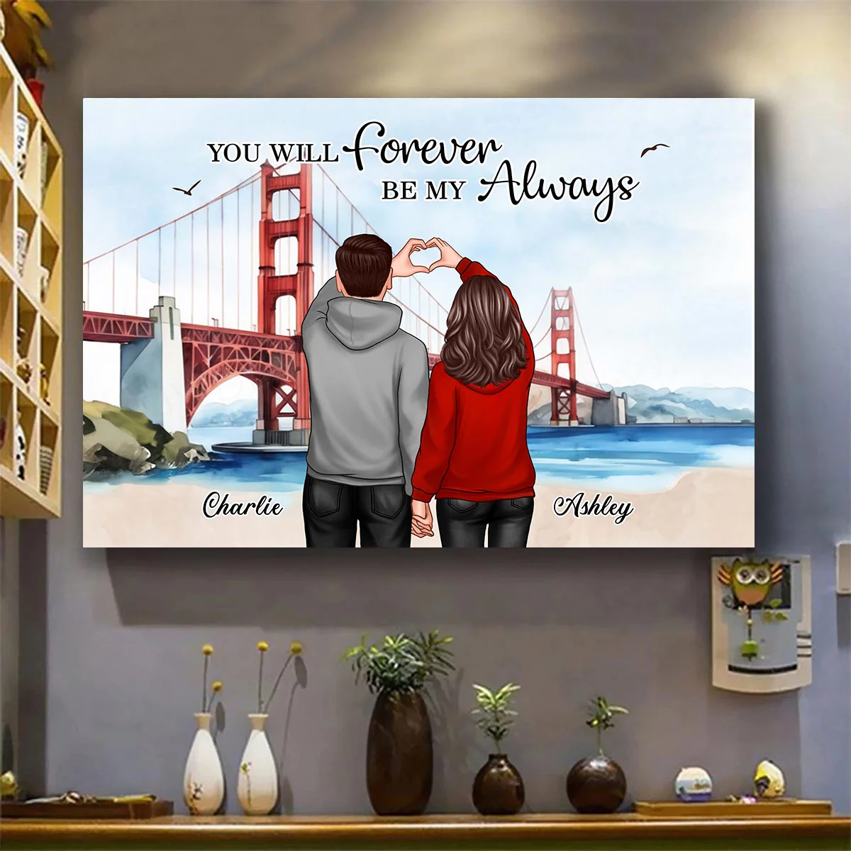 Personalized Couple Bridge Landscape Poster,  Gift, Anniversary Gift for Couples - Image 5